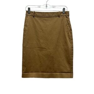J. Crew  Tan Pencil Skirt with rear slit. Size 4